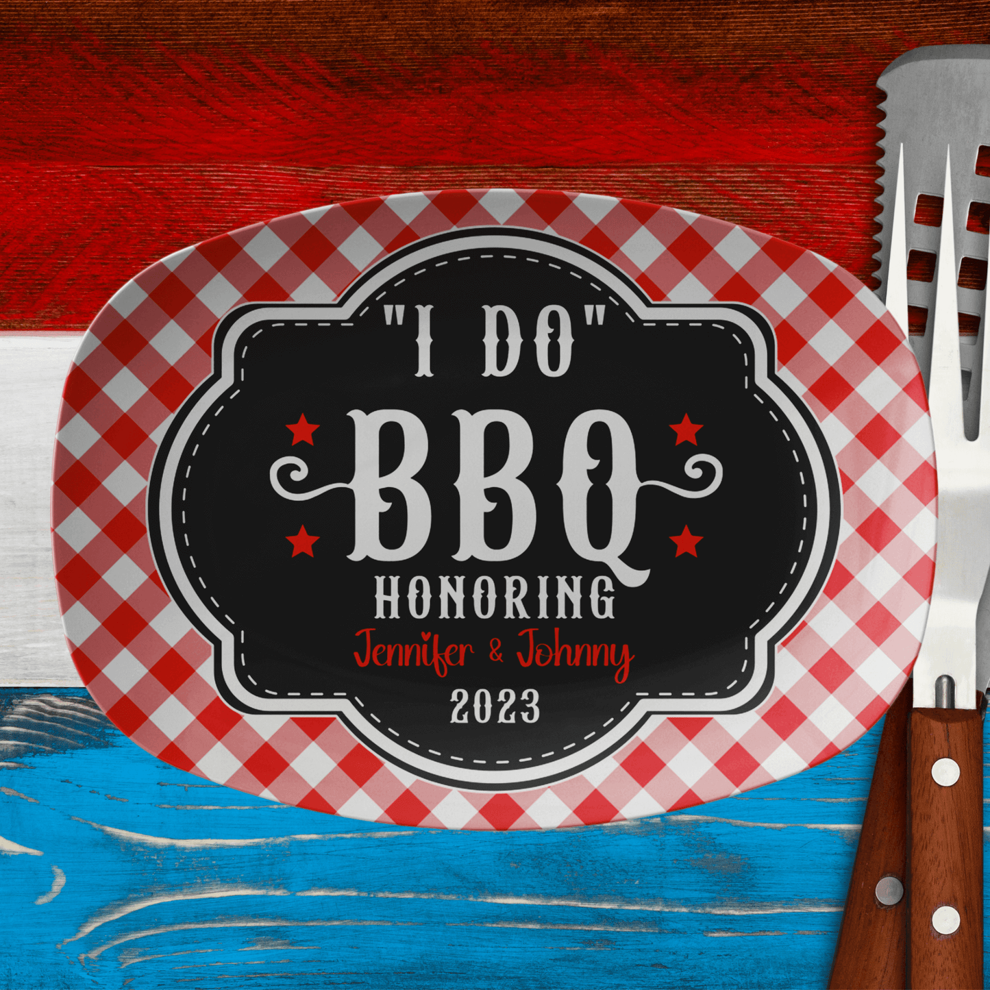 Personalized "I Do" BBQ Custom Grilling Platter - Unique Engagement Gift