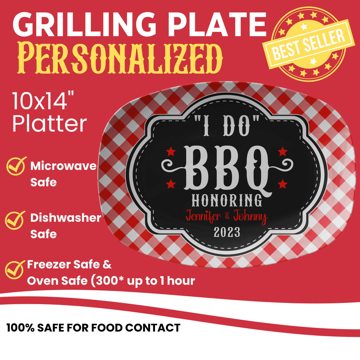 Personalized "I Do" BBQ Custom Grilling Platter - Unique Engagement Gift