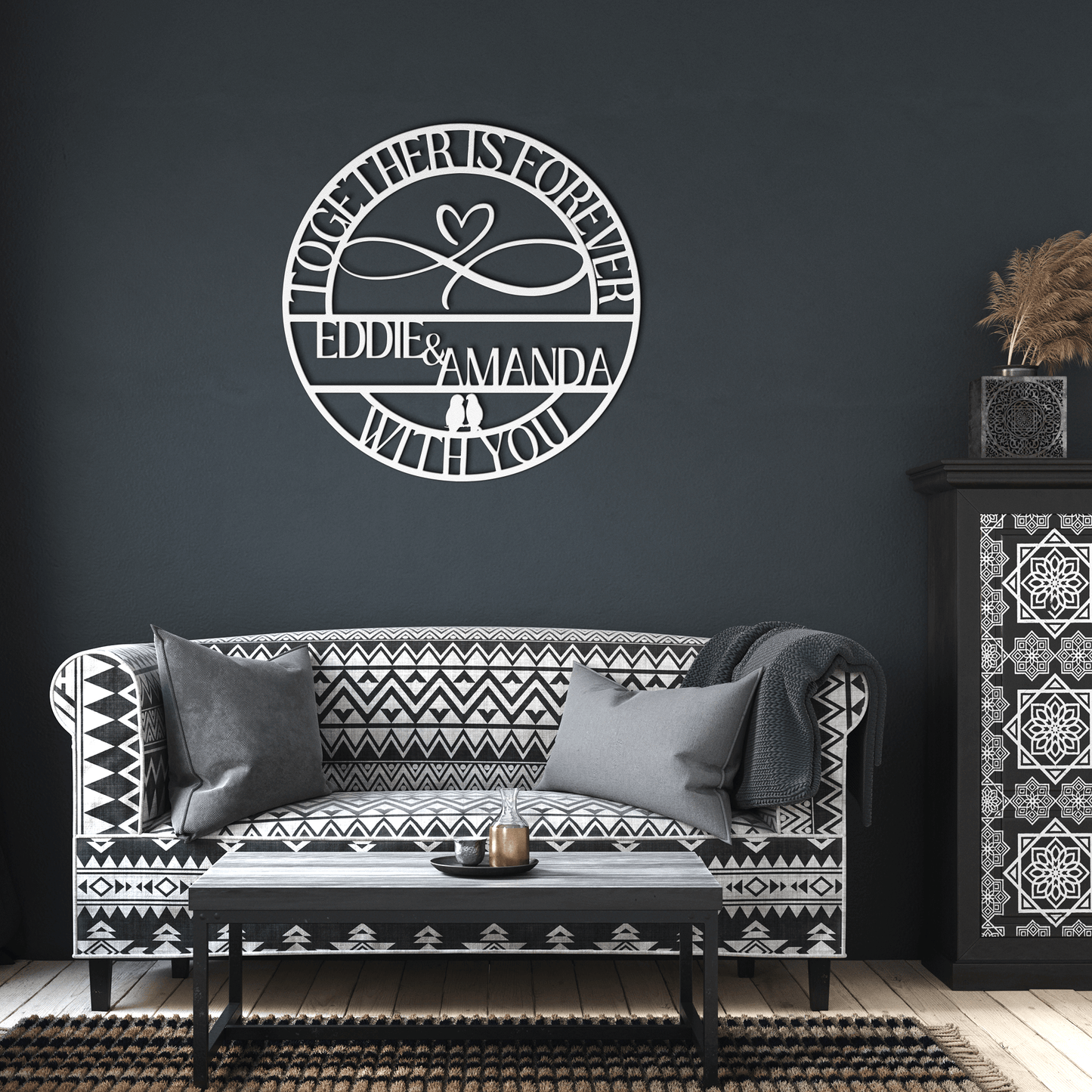 Personalized Heart Infinity Metal Wall Art Sign