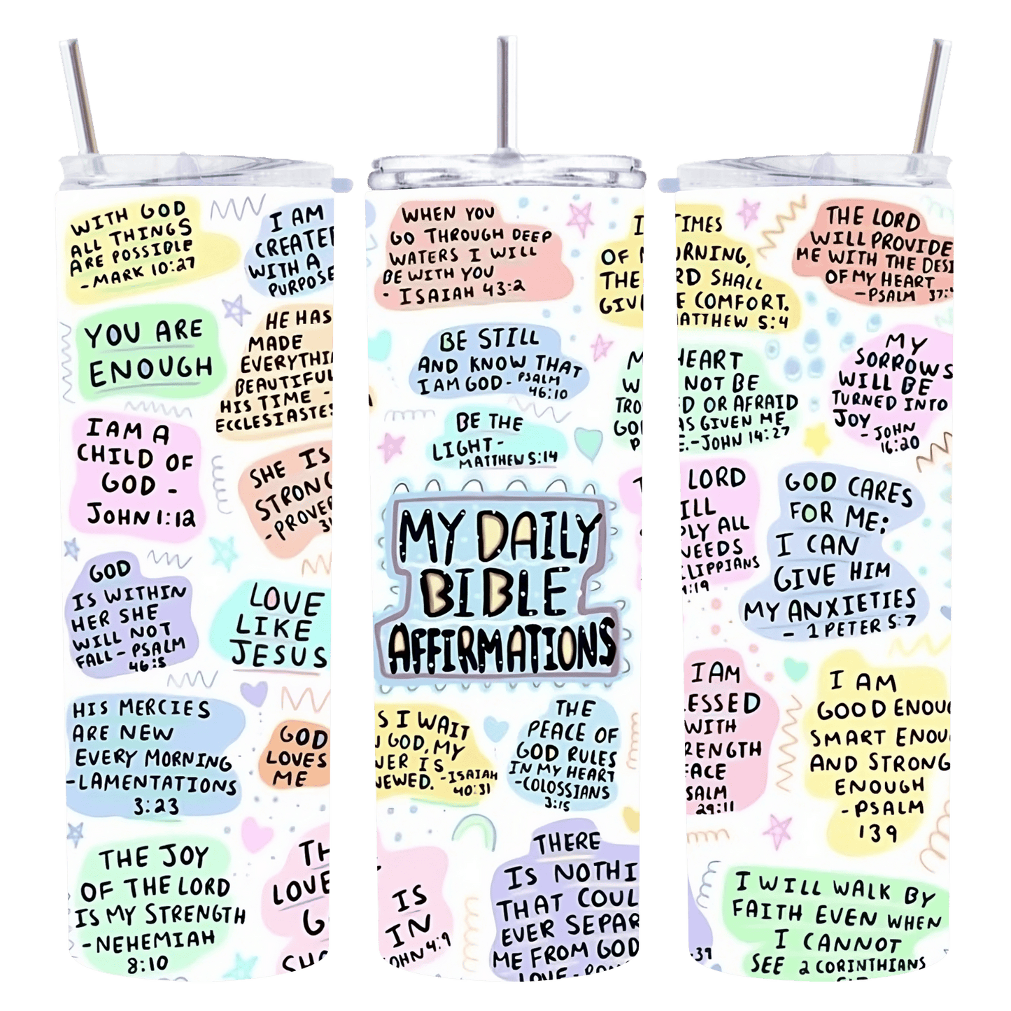 My Daily Bible Affirmations Tumbler, Christian Verses