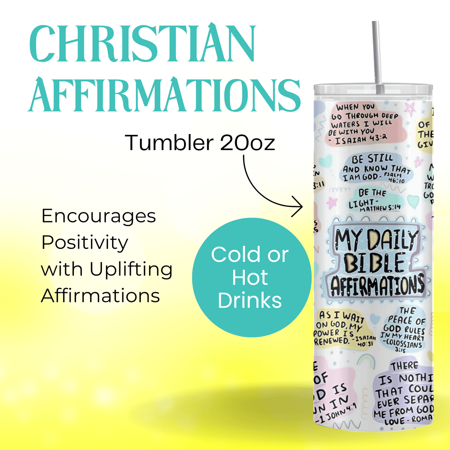 My Daily Bible Affirmations Tumbler, Christian Verses