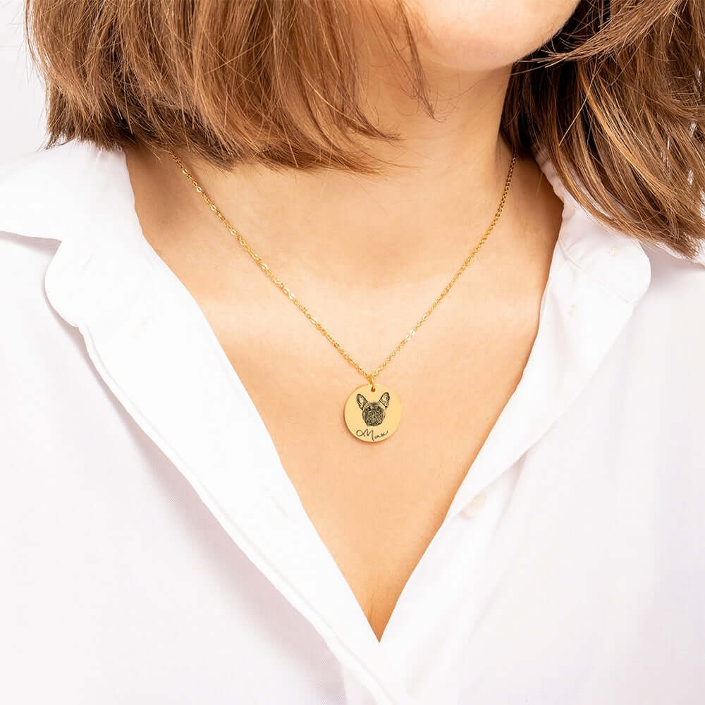 Custom Dog Portrait Necklace - Dog Mom Necklace Personalized