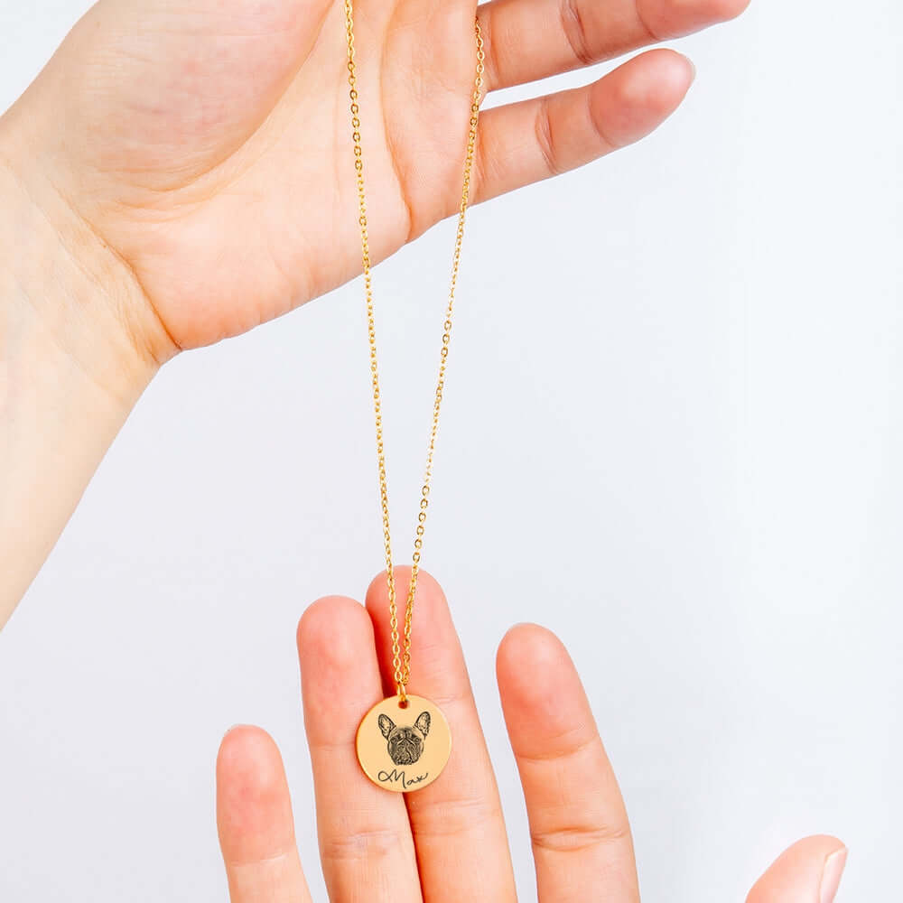 Custom Dog Portrait Necklace - Dog Mom Necklace Personalized