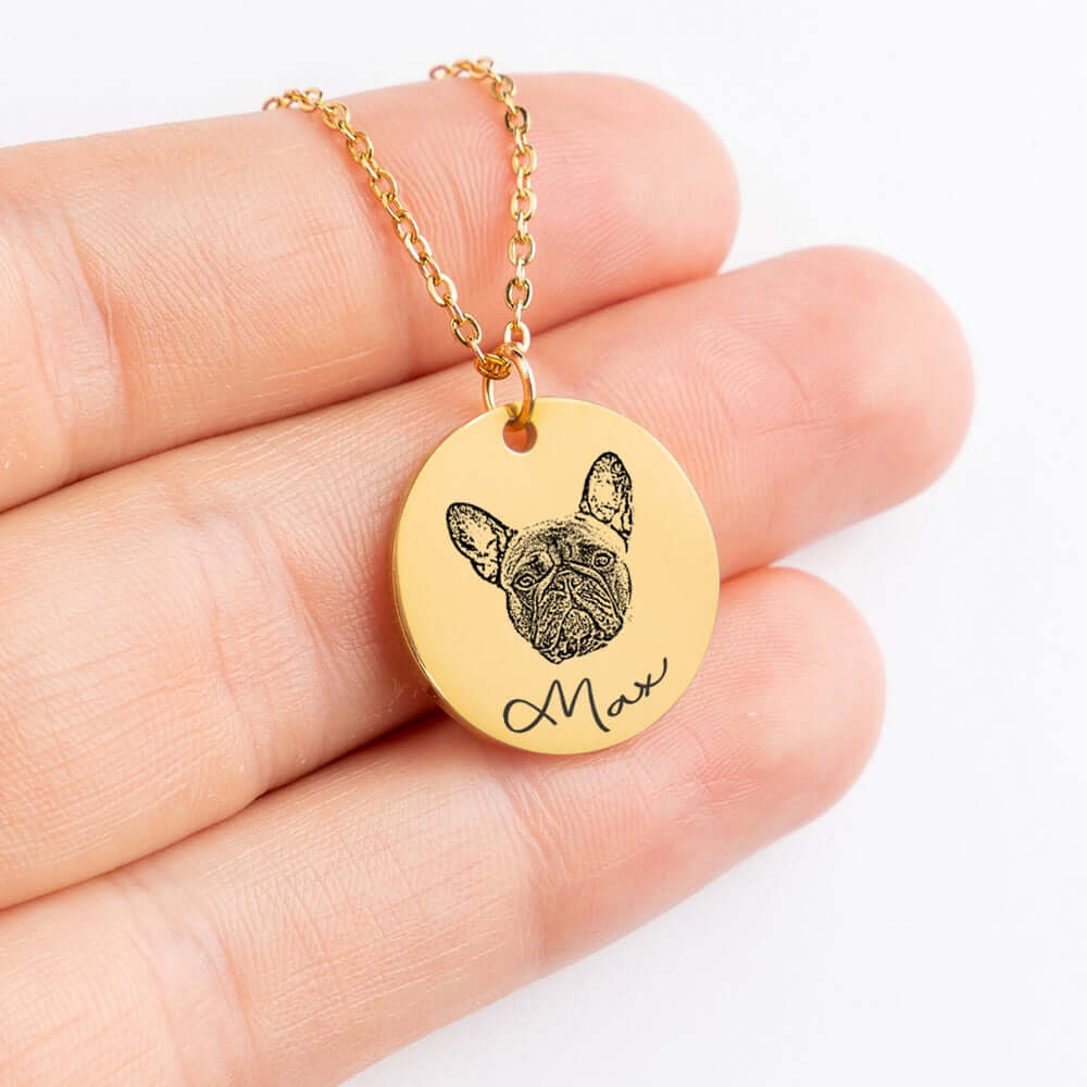 Custom Dog Portrait Necklace - Dog Mom Necklace Personalized