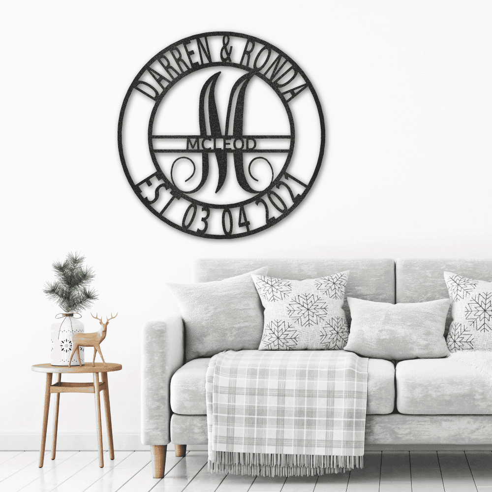 Elaborate Name - Steel Sign - Personalized Metal Wall Art Monogram Sign
