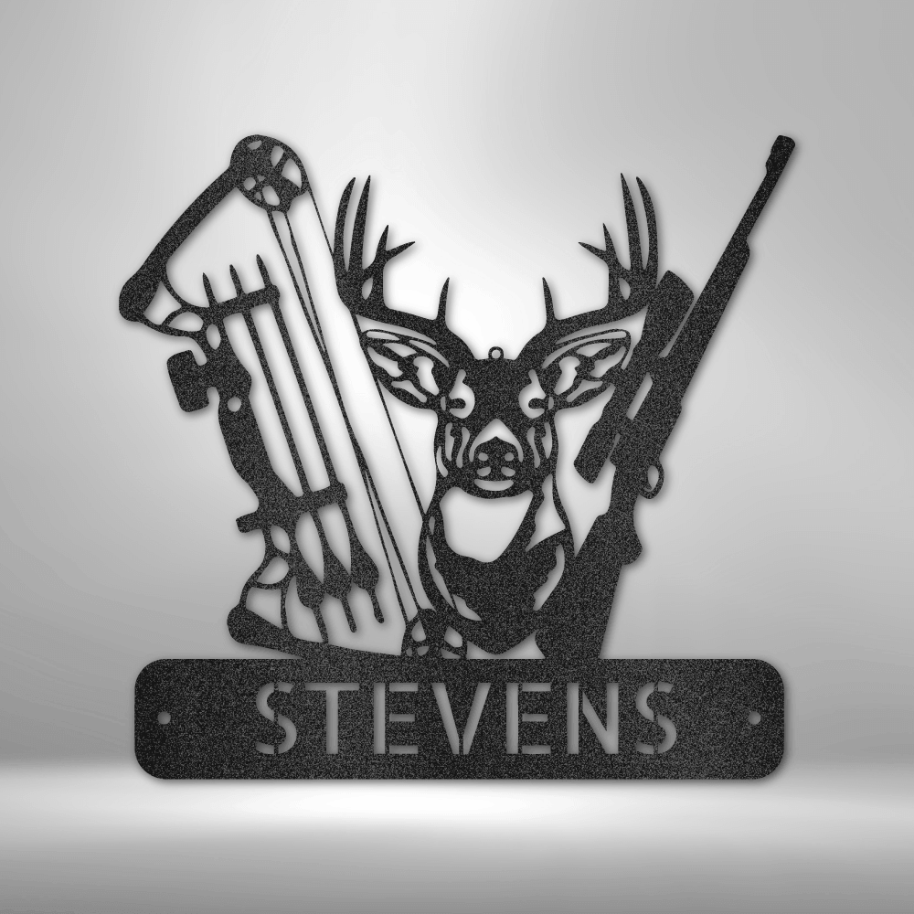 Deer Hunter Monogram Outdoorsman Personalized Name Metal Wall Sign