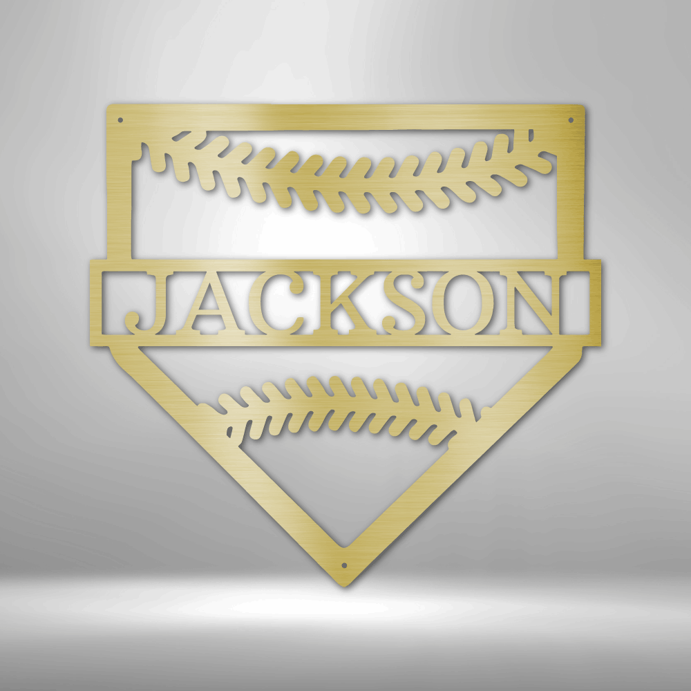 Personal Home Base - Baseball Player Custom Name Metal Wall Sign