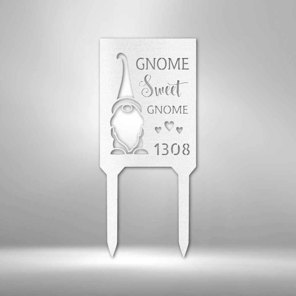 Gnome Home - Steel Stake - Personalized Address Metal Stake