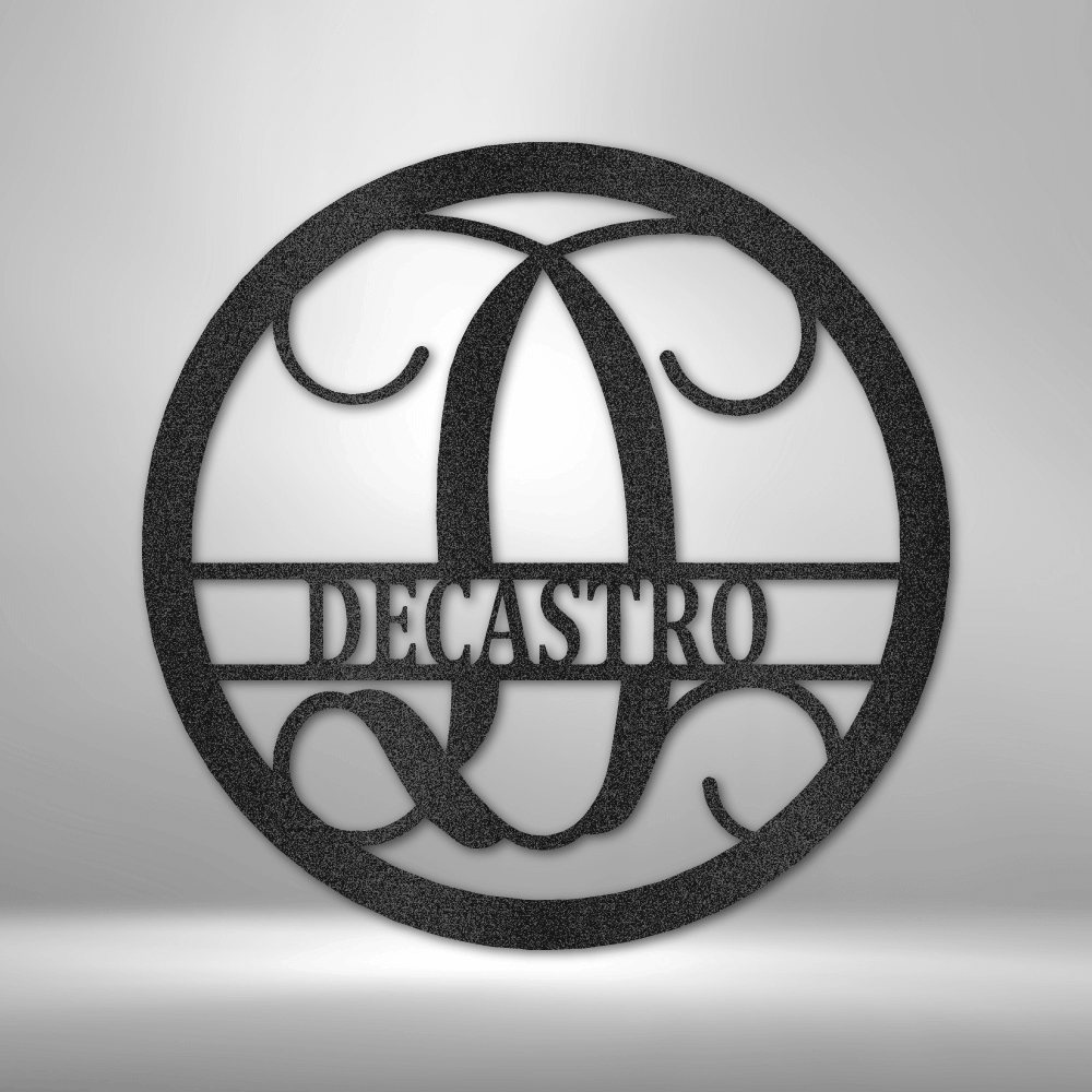 Circle Vine Monogram Family Name Metal Wall Sign