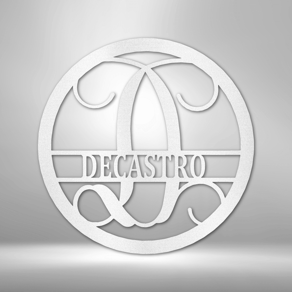 Circle Vine Monogram Family Name Metal Wall Sign