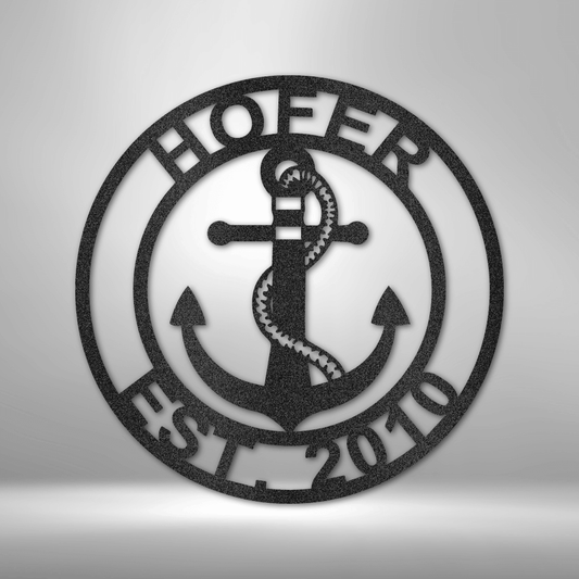 Anchor Family Name Custom Metal Wall Monogram Sign