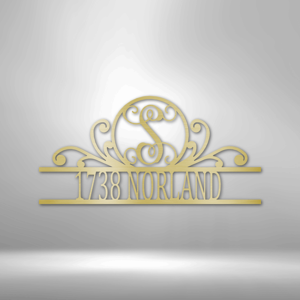 Scroll Family Name - Steel Sign - Custom Monogram Address Sign