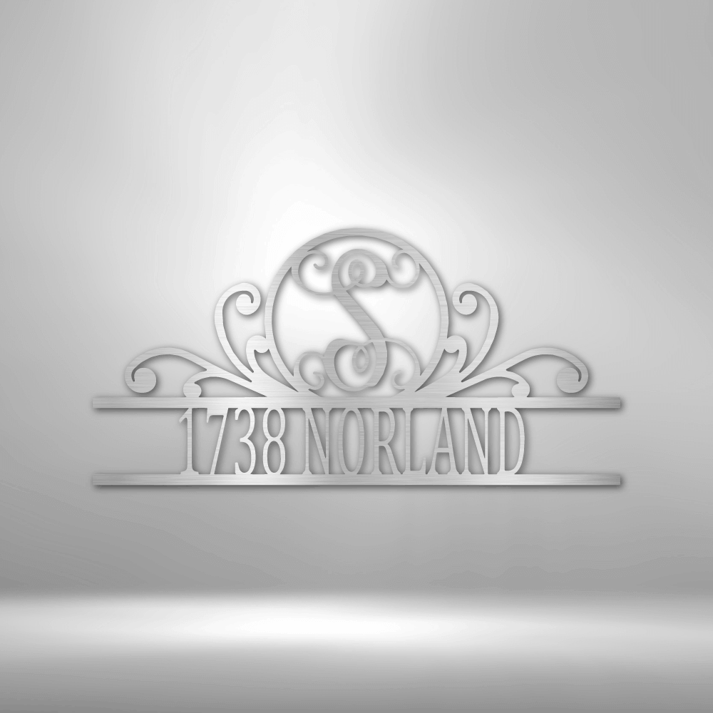 Scroll Family Name - Steel Sign - Custom Monogram Address Sign