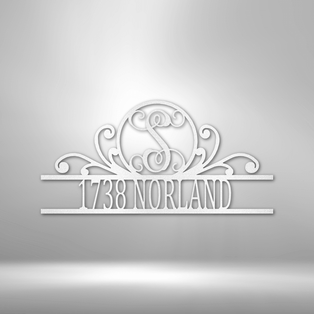 Scroll Family Name - Steel Sign - Custom Monogram Address Sign