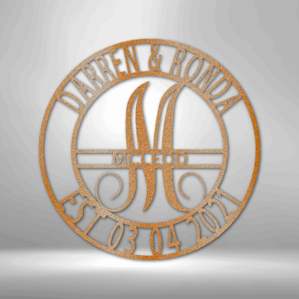 Elaborate Name - Steel Sign - Personalized Metal Wall Art Monogram Sign