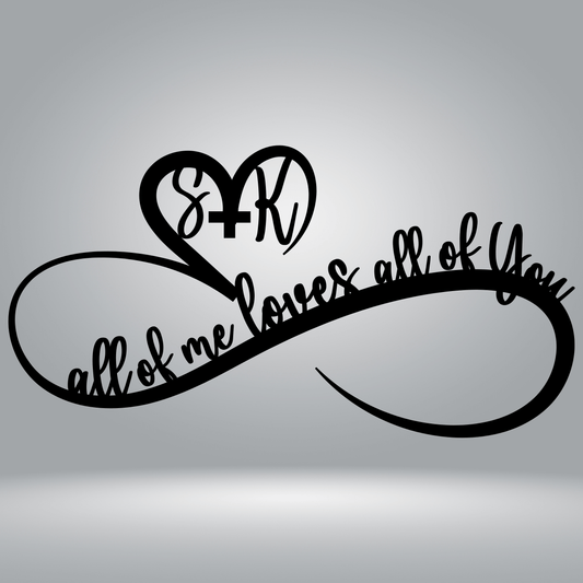 Infinite Heart Custom Initials Metal Sign