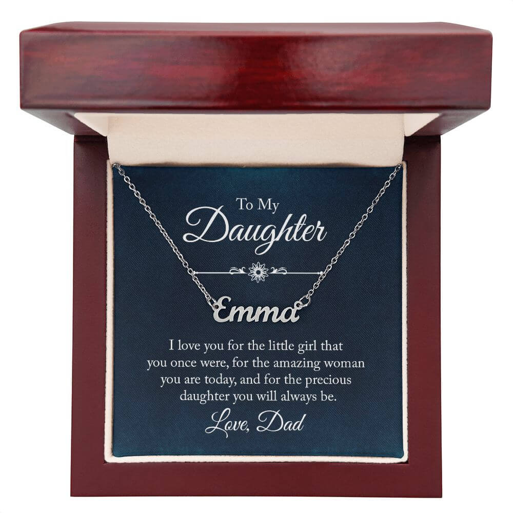 To My Daughter Name Necklace, Custom Name Necklace Gift To Daughter Love Dad