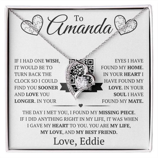 Personalized To (Name) Love (Your Name) - I Found My Missing Piece - Forever Love Heart Necklace